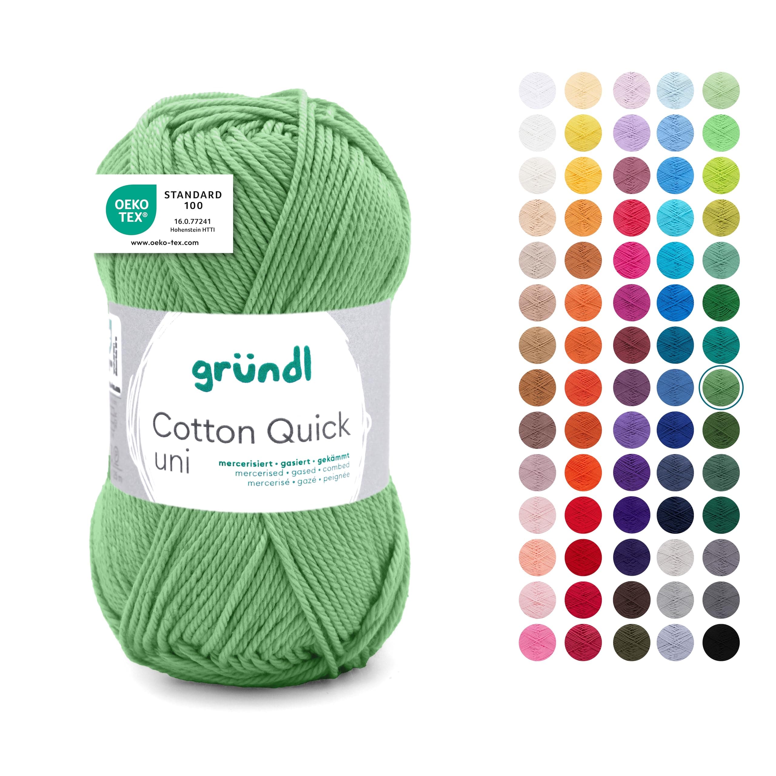 Gründl Wolle Cotton Quick uni - dünne Wolle zum Häkeln - Strickgarn - Häkelgarn - Glänzend und hautfreundlich - 100% Baumwolle - 1 Knäuel 50 g / 125 m - Nadelstärke 3-4 - salbei salbei 1 x 50g Angebot bei HelloDeals