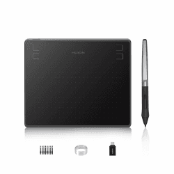 HUION HS64 Grafiktablett, 4 Express-Tasten, 8192 Druckempfindlicher Stift, 6,3 x 4 Zoll Zeichentablett für Win, Mac, Android, Ideal für Digitale Kunst, Malerei und Design 6.3 x 4 Pouces Schwarz Angebot bei HelloDeals