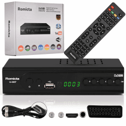 Romicta HD Receiver für Satelliten, Sat Receiver mit HDMI, DVB-S/S2, PVR, EPG, SCART, USB Mediaplayer, HDTV, YouTube, Wetter, Schwarz - HDTV Satelliten Receiver Angebot bei HelloDeals