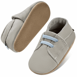 IceUnicorn Krabbelschuhe Baby Jungen Mädchen Lauflernschuhe Baby Weicher Leder Babyhausschuhe Kleinkind Babyschuhe 6-12 Monate Graublau Jd Angebot bei HelloDeals