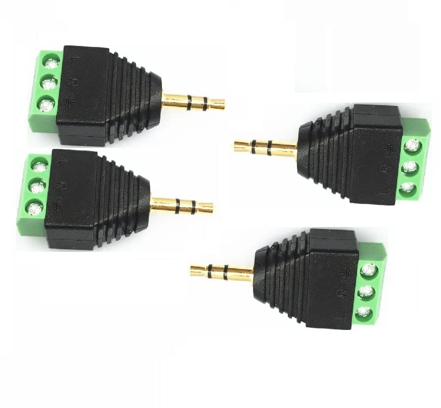 4 Pcs 3,5-Mm-Stecker An Schraubklemmenanschluss,1/8 Zoll TRS-Stereo-Stecker An 3-Poligen, Verkaufslosen Schraubenblock für Aux-Kabel, Lautsprecher Und Kopfhörerkabel Angebot bei HelloDeals