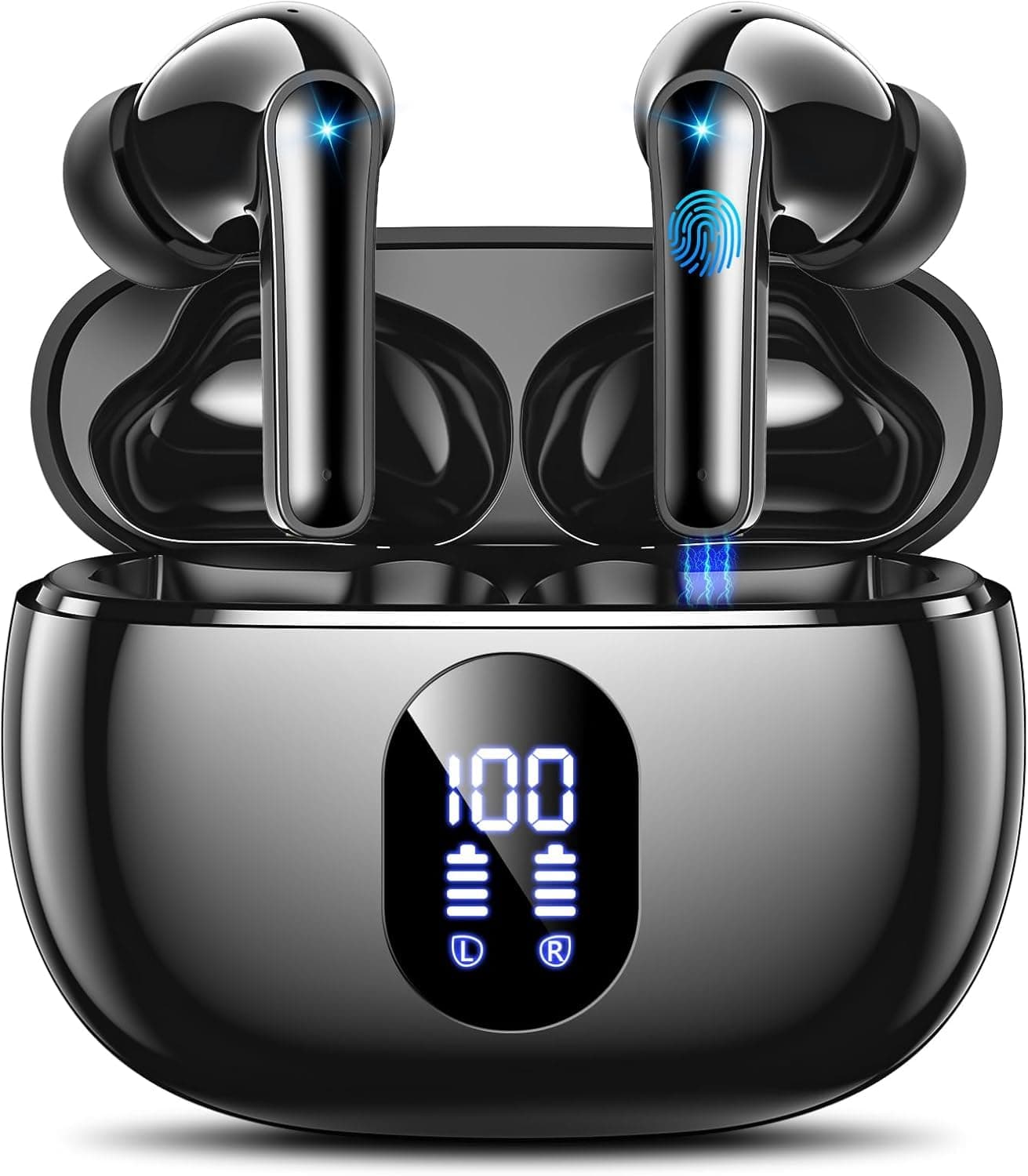 ZZU 2026 Bluetooth Kopfhörer Kabellos Bluetooth 5.4, in Ear Kopfhörer Bluetooth mit 4 ENC Mikrofon, LED Anzeige & 48 Std Spielzeit, HiFi Tiefer Bass, IPX7 Wasserdicht Wireless Earbuds Schwarz Angebot bei HelloDeals
