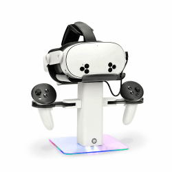 Design-Ladestation, kompatibel mit Meta Quest 3S/Quest 3 Zubehör, vertikaler RGB-Ladeständer, LED-Licht unten und Rutschfester Matte (weiß) Angebot bei HelloDeals