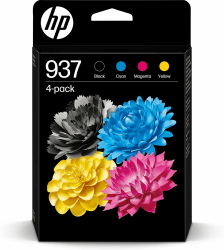 HP 937 (6C400NE) Multipack Original Druckerpatrone, Schwarz + Farben, 1xSchwarz, 1xCyan, 1xMagenta, 1xGelb für OfficeJet Pro 9720e; 9730e All-in-One Großformatdrucker OfficeJet Pro 91xx Drucker Angebot bei HelloDeals