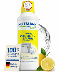 HEITMANN pure Reine Citronensäure 500 ml | Effektiver Kalkentferner in Küche & Bad | 100% natürliche Zitronensäure | Entkalker für Kaffeevollautomat, Wasserkocher & Waschmaschine | Lebensmittelsauber 500 ml (1er Pack) Angebot bei HelloDeals