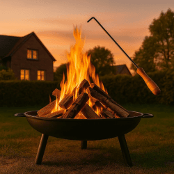 Feuerschale Feuerschalen für den Garten - Feuerstelle Ø 58 cm mit 43 cm Schürhaken - Feuerkorb mit 2 Tragegriffen für Lagerfeuer Garten & Terrasse - 2 Jahre Garantie (Ø 58 cm) Angebot bei HelloDeals