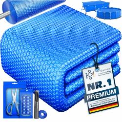 KESSER® Pool Solarabdeckplane Rund Ø 366 cm, Solarfolie 120 µm, Solarabdeckung Solarplane zuschneidbar, Poolheizung Wassererwärmung Wärmeplane, Poolsolarplane mit 1x Schere, 1x Lochzange & 12x Ösen Ø 366 cm Blau Angebot bei HelloDeals
