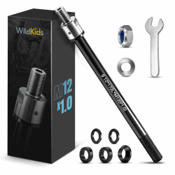 WildKids Steckachse für Fahrradanhänger M12 160-172 mm Steckachse, Einstellbare Schaftlänge, Steckachse kompatibel für Thule,Qeridoo,Croozer Fahrradanhängerkupplungen - Mit Anti-Rutsch-Muttern M12 x 1.0 (160-172 mm) Angebot bei HelloDeals