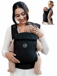 Grownsy Babytrage, Ein-Klick-Schnalle für Einfaches Anlegen, Bequemer Träger von Neugeborenem bis Kleinkind mit Kopfstütze (3-20kg), Ergonomisch & Leicht (Schwarz) Angebot bei HelloDeals