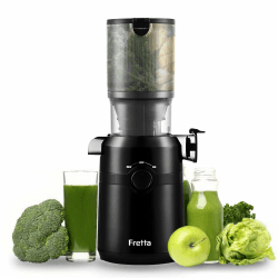 Fretta Entsafter,Slow Juicer mit 108MM Breite und Größere Fütterungsröhre,Füllvolumen für ganze Gemüse und Obst,BPA-frei Tritan-Material Entsafter,Einfacher Installation,200W 1L Schwarz Angebot bei HelloDeals