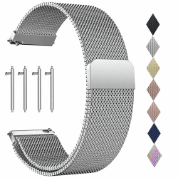 Edelstahl Mesh Uhrenarmband, Metall Ersatz Armband Edelstahlarmband mit Magnetverschluss Smartwatch Schnellverschluss Watch Uhren Ersatzband Für Damen Herren Silber 20mm Angebot bei HelloDeals