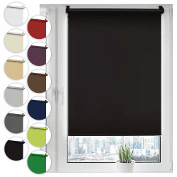 Verdunkelungsrollo Klemmfix ohne Bohren 85cm x 130cm Schwarz Verdunklungsrollo Fensterrollo Rollo Seitenzugrollo Klemmrollo für Fenster & Tür Schwarz B85 x H130 cm Angebot bei HelloDeals