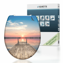 SCHÜTTE WC-Sitz SUNSET mit Absenkautomatik und Schnellverschluss aus Duroplast, Toilettendeckel mit 175kg Belastbarkeit, Toilettensitz mit Brille, Klodeckel für WC, Klobrille mit Motiv Sunset Sky Angebot bei HelloDeals