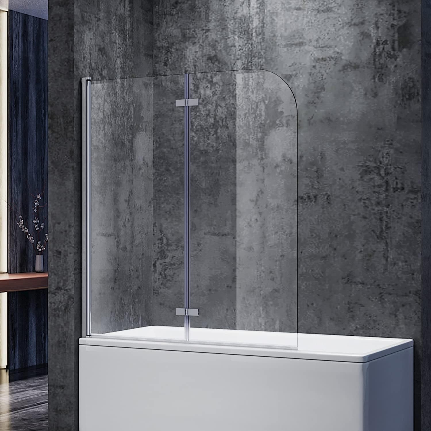SONNI Duschwand für Badewanne 120x140 cm(BxH) badewannenfaltwand 2-teilig Faltbar 6 mm NANO-GLAS Duschabtrennung Badewanne H12e H12E-120x140 cm Angebot bei HelloDeals