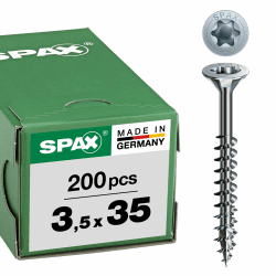 SPAX Universalschraube, 3,5 x 35 mm, 200 Stück, T-STAR plus, Senkkopf, Teilgewinde, 4CUT, WIROX A3J, blank verzinkt, 0191010350353 3,5 x 35 mm 200 Stück Single Angebot bei HelloDeals