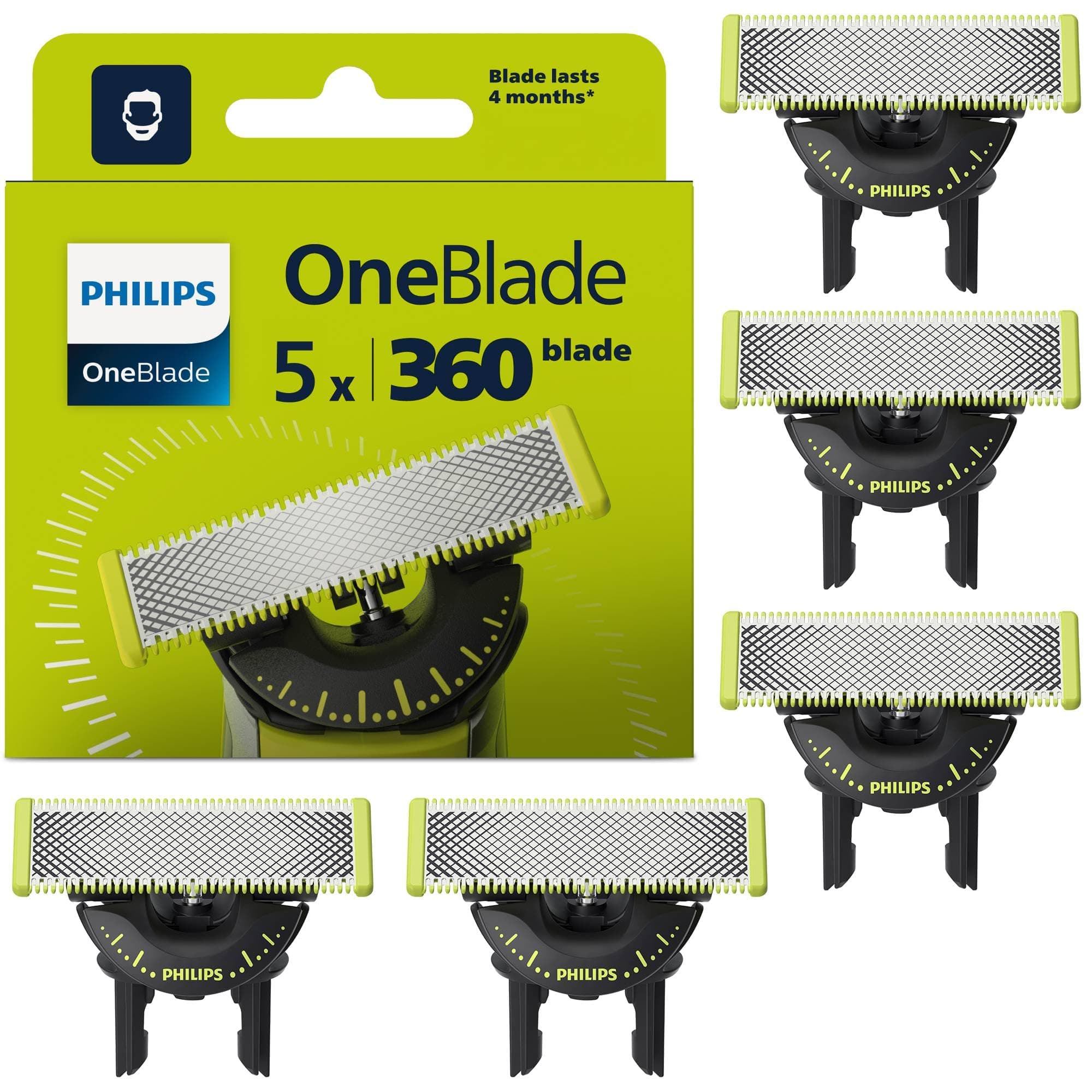 Philips OneBlade Original 360-Klingen, passend für alle OneBlade und Pro Modelle, original von Philips, 5er-Pack (Modell QP450/50) 360 Klingen Angebot bei HelloDeals