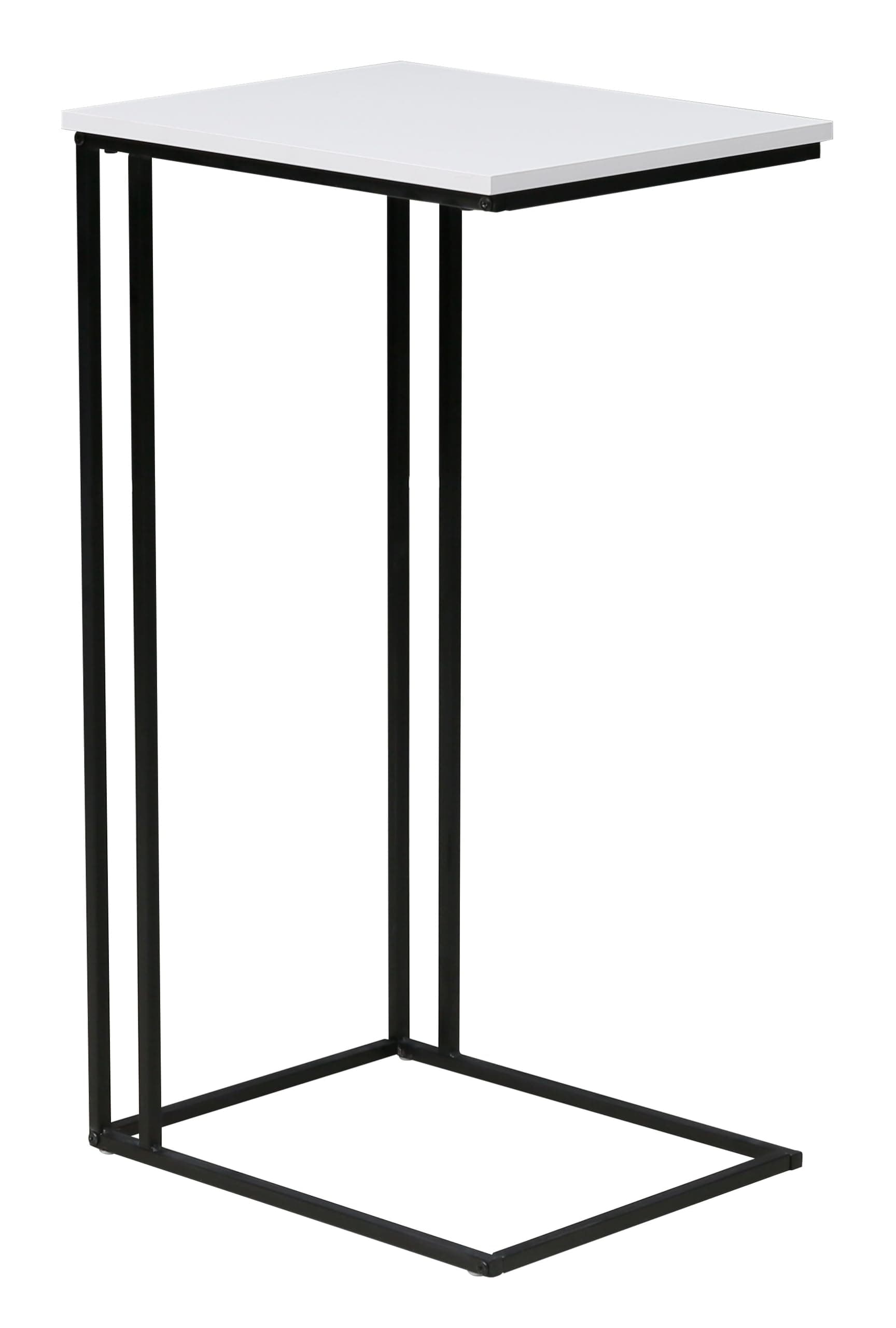 trendteam smart living - Strike - Beistelltisch in praktischer C-Form - Weiß matt/Schwarz - Nachttisch mit platzsparendem Design - (BxHxT) 50 x 91 x 40 cm - Nebentisch auf robustem Metallgestell Weiß Matt/Schwarz Tisch Angebot bei HelloDeals