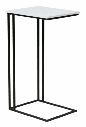 trendteam smart living - Strike - Beistelltisch in praktischer C-Form - Weiß matt/Schwarz - Nachttisch mit platzsparendem Design - (BxHxT) 50 x 91 x 40 cm - Nebentisch auf robustem Metallgestell Weiß Matt/Schwarz Tisch Angebot bei HelloDeals