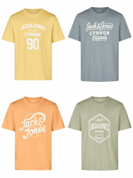 JACK & JONES Tshirt Herren Regular Fit JJLINO 4er Pack Set Pack Rundhals Kurzarm Sommer Tee Shirt Print Schwarz Weiß Grün Rot Blau Grau S M L XL XXL 3XL 3XL Pack 4 Angebot bei HelloDeals