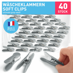stabile Wäscheklammern ohne Abdruck – Soft Clips – robuste Kluppen Softgrip – UV-beständig, wetterfest – 40x Wäscheklammer – Ultimate Gray-Weiss Angebot bei HelloDeals