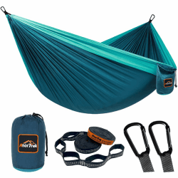 AnorTrek Camping Hängematte, superleichte tragbare Fallschirm Hängematte mit Zwei Baumgurten Einzel oder Doppel Nylon Reisebaum Hängematten… Blue&Dark Blue Blue&dark Blue 280 x 140 cm Angebot bei HelloDeals