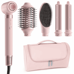 MESCOMB 5 in 1 Airstyler, Professioneller Hairstyler Set mit Ionen Föhn,Auto-Wrap Lockenstab,Volumenbürste,Glätteisen, Zum Schnelltrocknend, Styling, Volumisieren, Locken und Glätten,Mit Reisetasche Kirschblütenrosa 5 in 1 Set Angebot bei HelloDeals