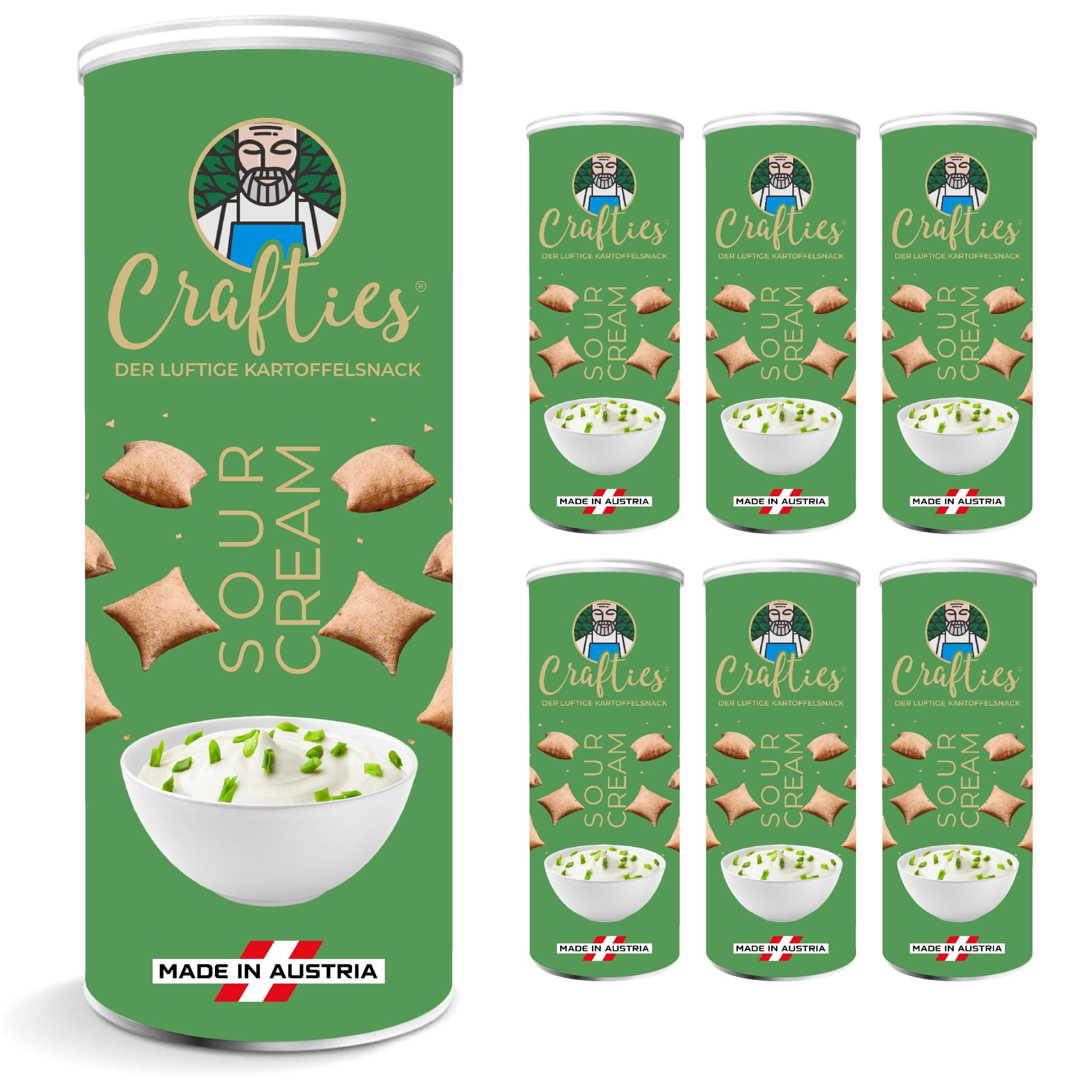 Crafties Chips, kalorienarme Kartoffelchips, fettfrei gebacken, gesunde Snacks zum Abnehmen, natürliche Zutaten - 12x 60g -SOUR CREAM SOUR CREAM 1 stück (12er Pack) Angebot bei HelloDeals