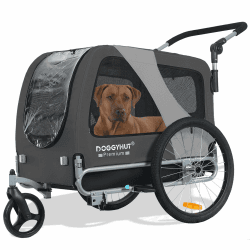 DOGGYHUT® Premium Large 2 in 1 Hunde fahrradanhänger & Hundebuggy Jogger Hundeanhänger groß ca. 270 Liter Volumen für mittelgroße und große Hunde bis 35 kg GRAU / SCHWARZ Angebot bei HelloDeals