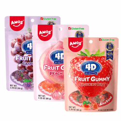 AMOS 4D Fruchtgummis Süßigkeiten Mix, Ostern Bonbons(Erdbeere & Pfirsich & Traube)3 Schmecken Süssigkeiten, Fruchtgummi Kaugummis Süßes 65 G/Beutel -3 Beutel (3 Beutel- Fruchtgummis) Angebot bei HelloDeals