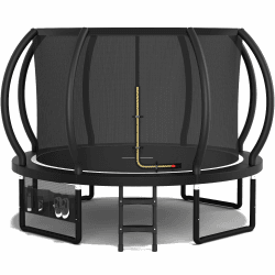 Devoko Trampolin Outdoor Ø 228/305/366/427/488 cm, GS-Zertifikat, Kindertrampolin Gartentrampolin mit Sicherheitsnetz, Rundes Riesentrampolin mit Leiter und Schuhbeutel 305 cm Schwarz Angebot bei HelloDeals