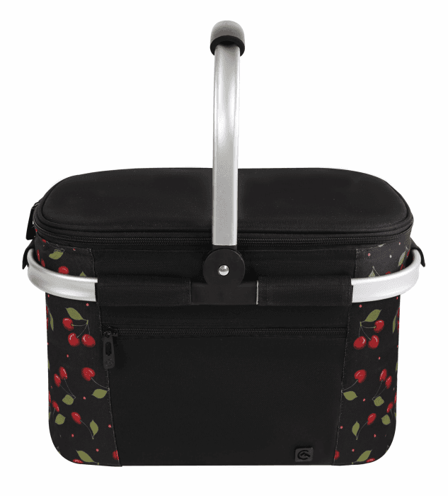 ALLCAMP Faltbar Isoliert Kühltasche - Einkaufskorb Thermo Mit Deckel, Abnehmbarer Picknickkorb 2 Personen, Aluminiumrahmen Kühlkorb, Verdicken Thermokorb L Kirschmuster Angebot bei HelloDeals