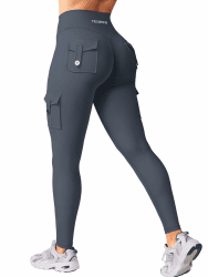 YEOREO CoreFlex Sport Leggings Damen Mit Taschen Invisible Scrunch Butt Gym Leggings High Waist Boom Booty Seamless Push Up Blickdicht Yoga Sport Leggings Anthrazitgrau M Angebot bei HelloDeals