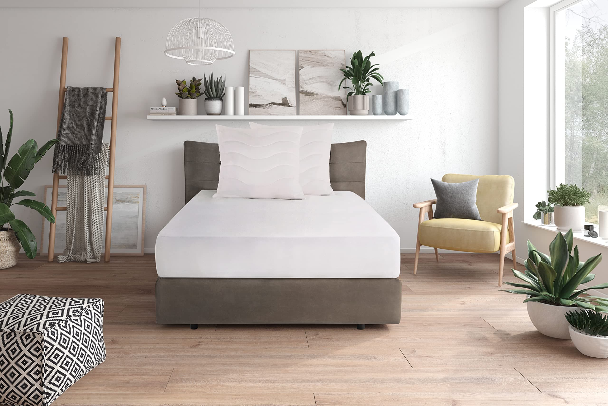 Traumnacht Komfort Kopfkissen mit Bezug aus reiner Baumwolle, Öko-Tex zertifiziertes Kopfkissen mit Reißverschluss, Doppelpack 80x80 cm, entwickelt in Deutschland Angebot bei HelloDeals