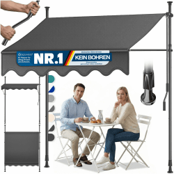 KESSER® Sonnenschutz Markise manuell ausziehbar 200cm | Sonnensegel UV Schutz Sonnenschutz | Klemmmarkise für Outdoor, Terrasse, Balkon, Garten höhenverstellbar ohne Bohren, Anthrazit 200cm anthrazit Angebot bei HelloDeals