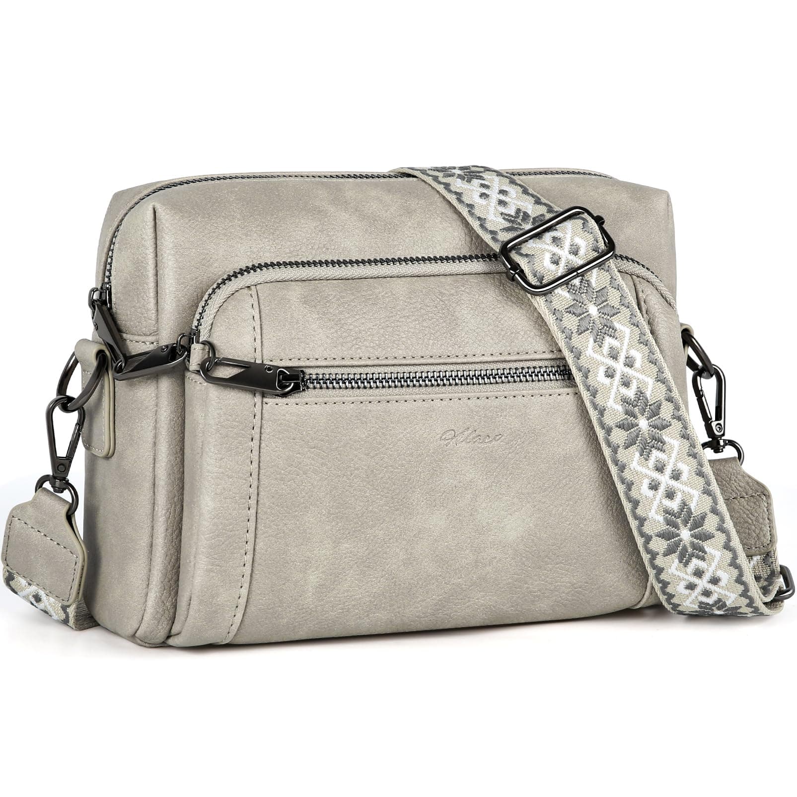 HILAEX Umhängetasche Damen mit Anti Diebstahl, Handtasche Damen Mittelgroß mit 4 Fächern, mit Verstellbar Abnehmbar Breiter Gurt Grau02 Angebot bei HelloDeals