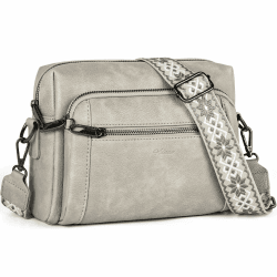 HILAEX Umhängetasche Damen mit Anti Diebstahl, Handtasche Damen Mittelgroß mit 4 Fächern, mit Verstellbar Abnehmbar Breiter Gurt Grau02 Angebot bei HelloDeals