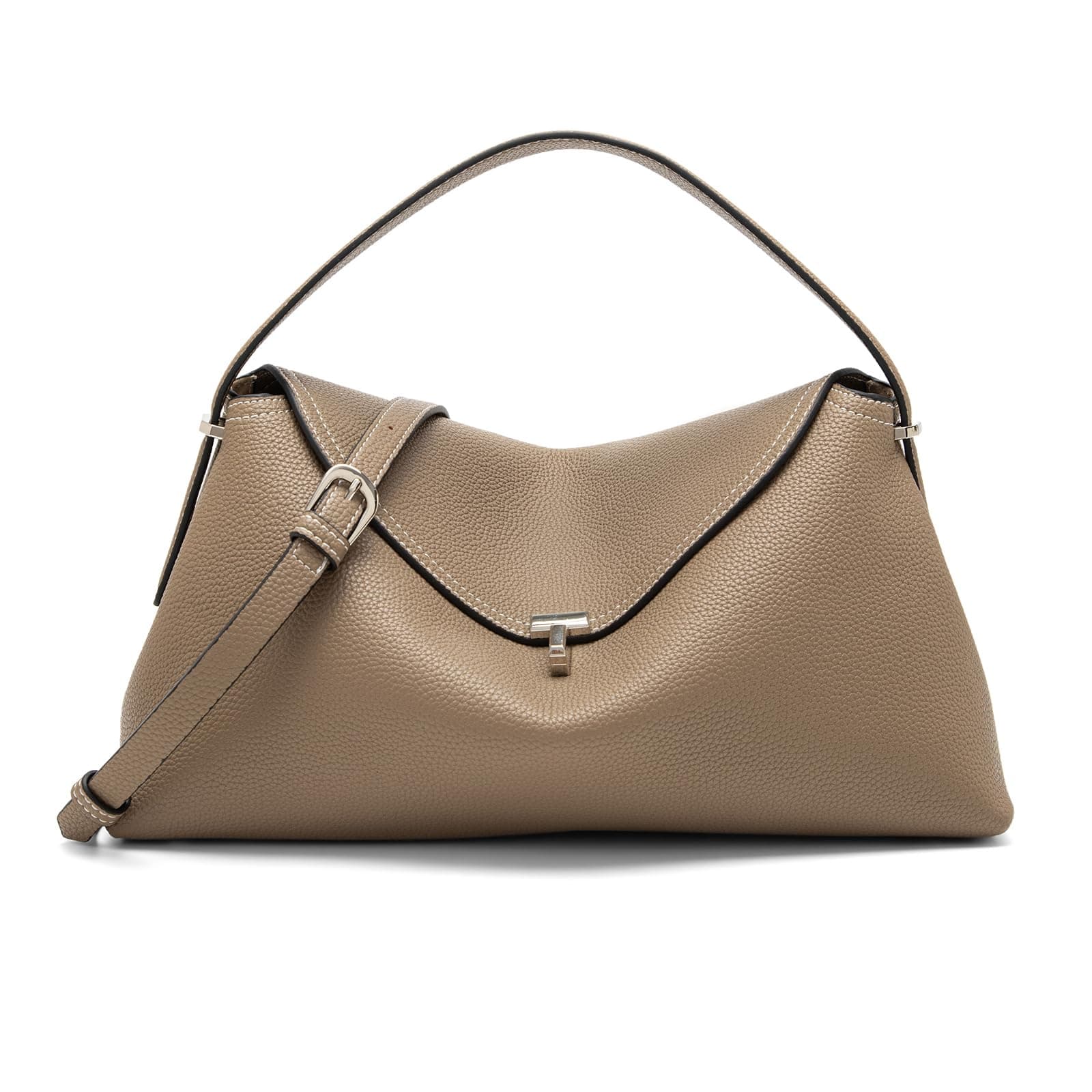 Umhängetasche aus Leder für Damen, mehrere Fächer für Alltag und Reisen Grau Angebot bei HelloDeals