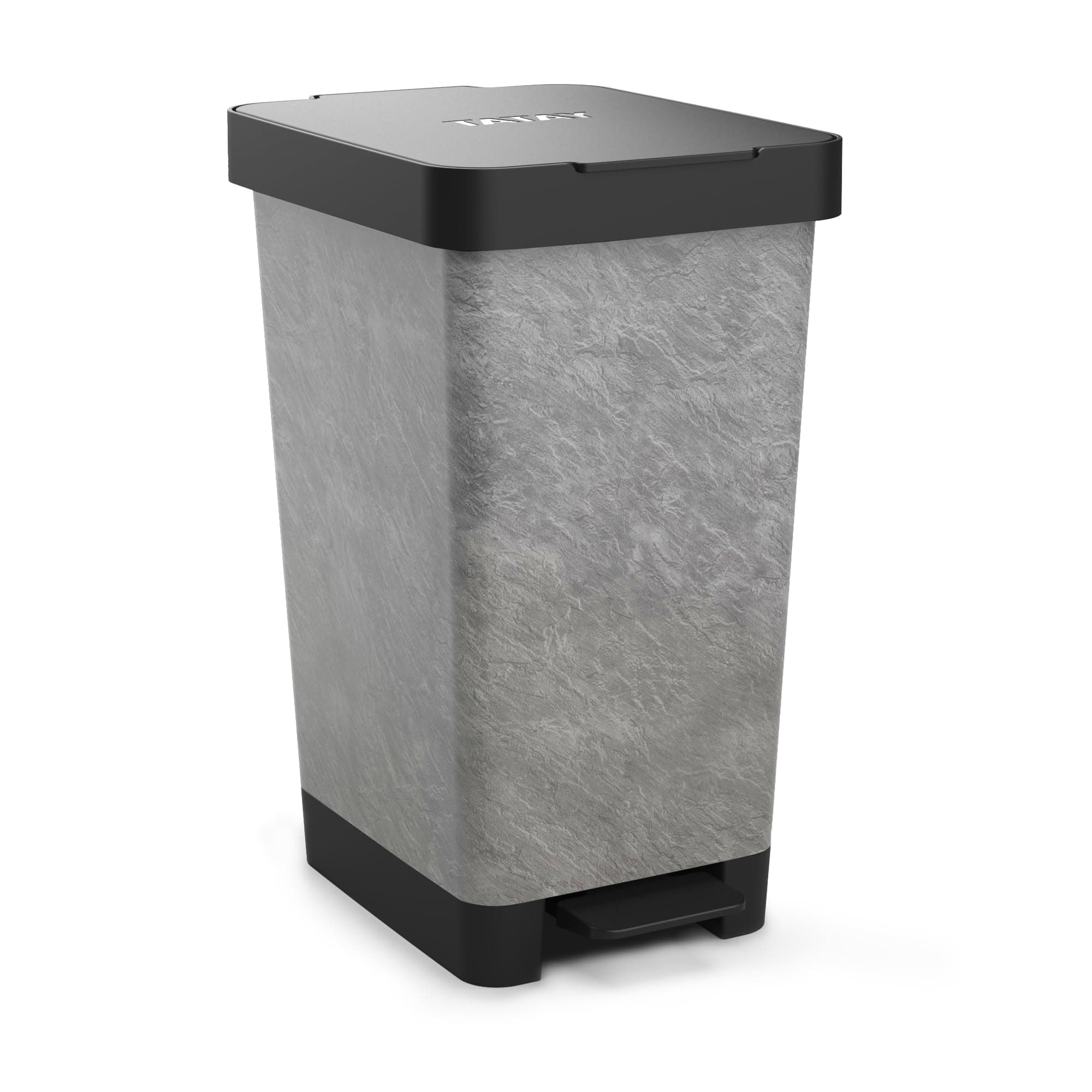 TATAY Smart Deco 25L Mülleimer mit Pedal | Kompaktes und funktionales Design | Für Innen und Außen | Für 30L Beutel | BPA-freier widerstandsfähiger Kunststoff | 26x36x47cm, Stein 3. 25L Pedal Stein Angebot bei HelloDeals