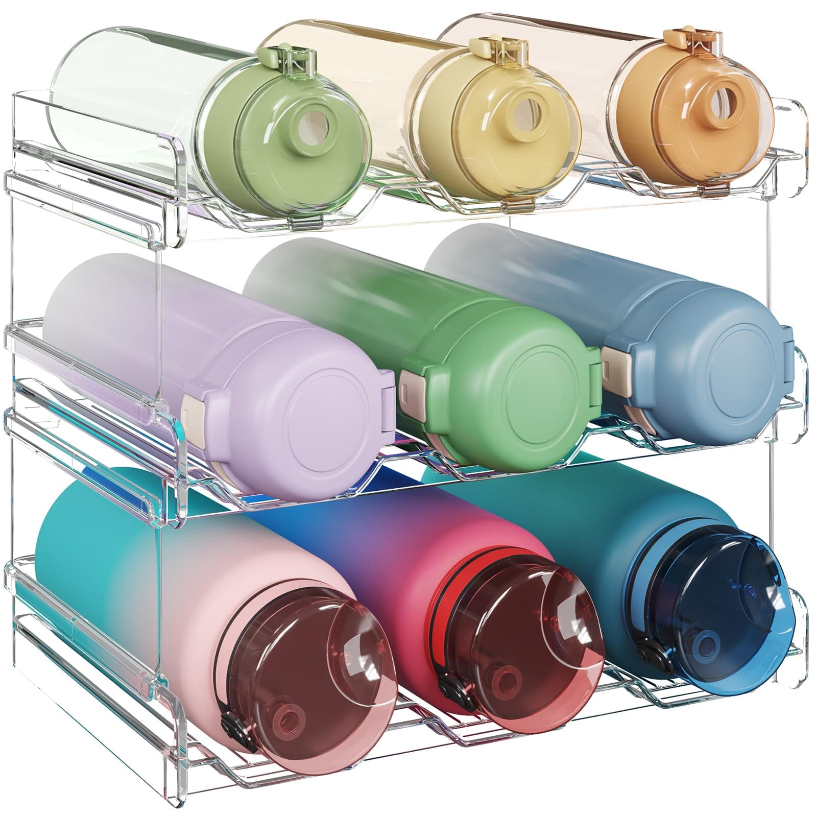 Lifewit Stapelbar Flaschenhalter für 9 Flaschen, Kunststoff Flaschen Organizer für Schrank Gefrierschrank Vorratskammer Kühlschrank Küchenarbeitsplatte, Flaschenregal Weinregal 28 x 24 cm/11×9" 9-bottle (2 tier) Angebot bei HelloDeals