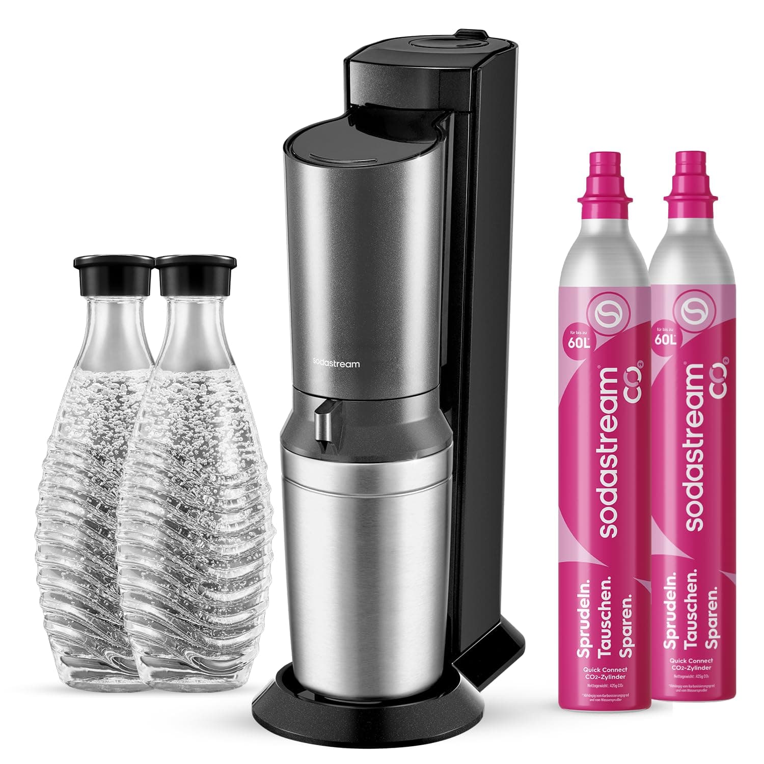 SodaStream Crystal 3.0 Wassersprudler mit 2x Quick-Connect CO2-Zylinder und 2x Glaskaraffen Angebot bei HelloDeals