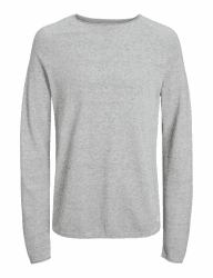 JACK & JONES Herren Strickpullover Rundhals Basic Langarm Sweater Baumwolle Shirt JJEHILL XL Light Grey Melange Angebot bei HelloDeals