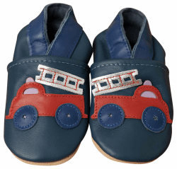 Krabbelschuhe - MARKENQUALITÄT VIELE Motive bis 4 Jahre Babyschuhe Leder Babyhausschuhe Lauflernschuhe Lederpuschen Hausschuhe 24/25 EU Feuerwehr Blau Angebot bei HelloDeals