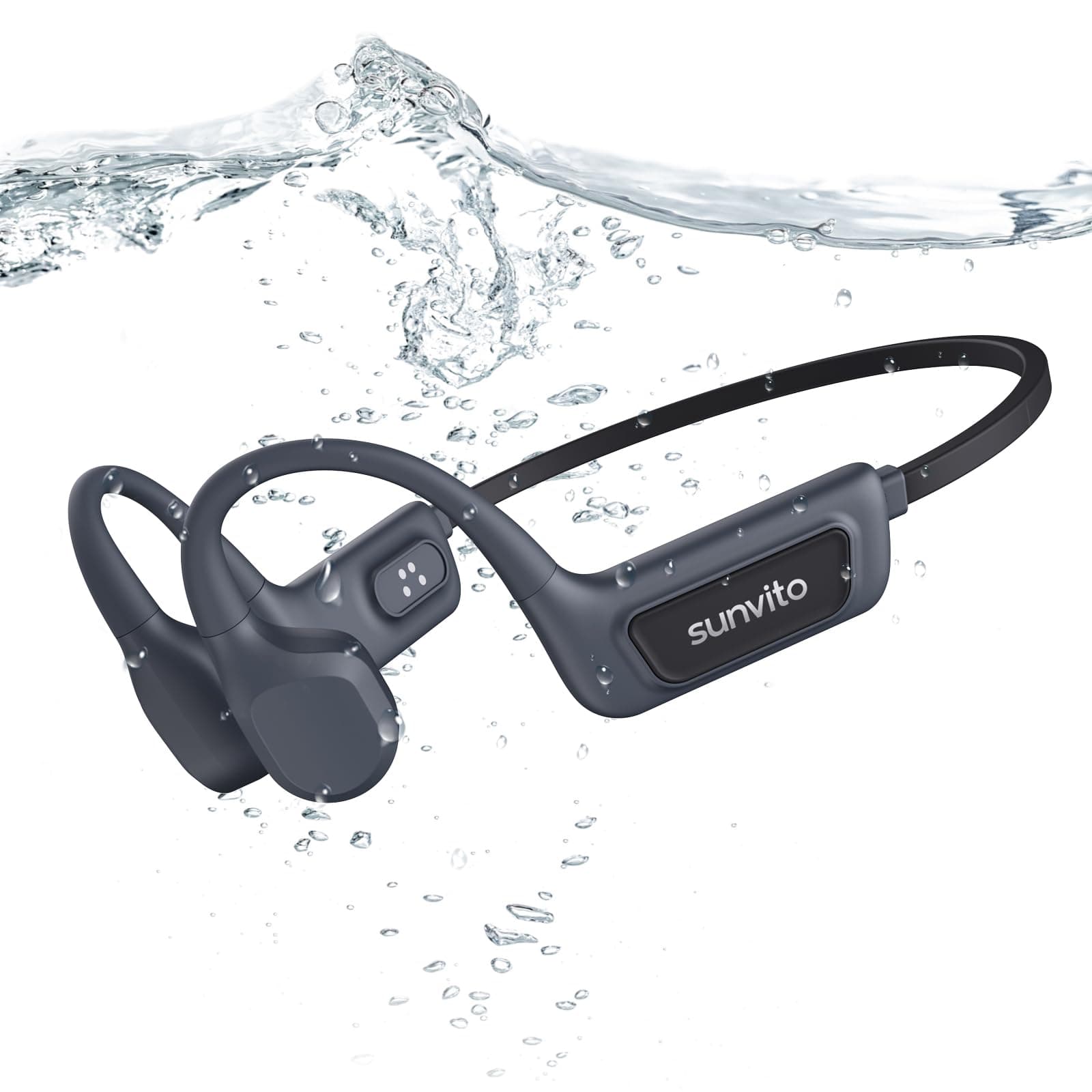 sunvito Kopfhörer Schwimmen, Knochenschall Kopfhörer Bluetooth 5.4, IPX8 Wasserdicht,Sportkopfhörer 8G Speicher, Open Ear Headset mit MP3-Player, Unterwasser Ohrhörer zum Schwimmen, Training & Laufen Schwarz Angebot bei HelloDeals
