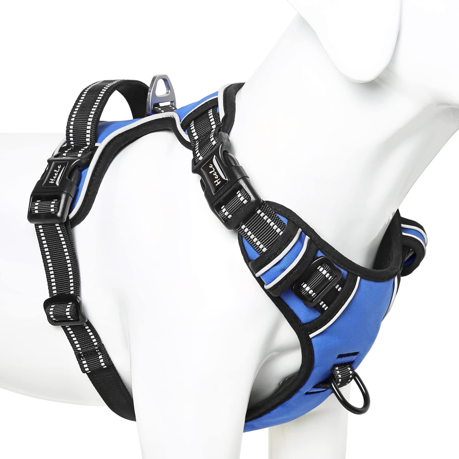 HEELE Hundegeschirr ohne Zug, Brustgeschirr für mittel Hund, einstellbares reflektierendes Hunde Geschirr, atmungsaktive Hundegeschirre mit gepolstertem Griff, No-Pull Dog Harness, Blau, M M - Brustumfang: 38-71cm Uni-Blau Angebot bei HelloDeals