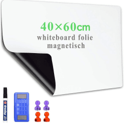 Whiteboard Folie, 40 * 60cm Magnetisch Selbstklebend Weißwandtafel Folie, Whiteboard Sticker DIY, Inklusive Marker und Schwamm, Wandfolie für glatten Oberflächen in Schule Büro Haus 40*60CM Angebot bei HelloDeals