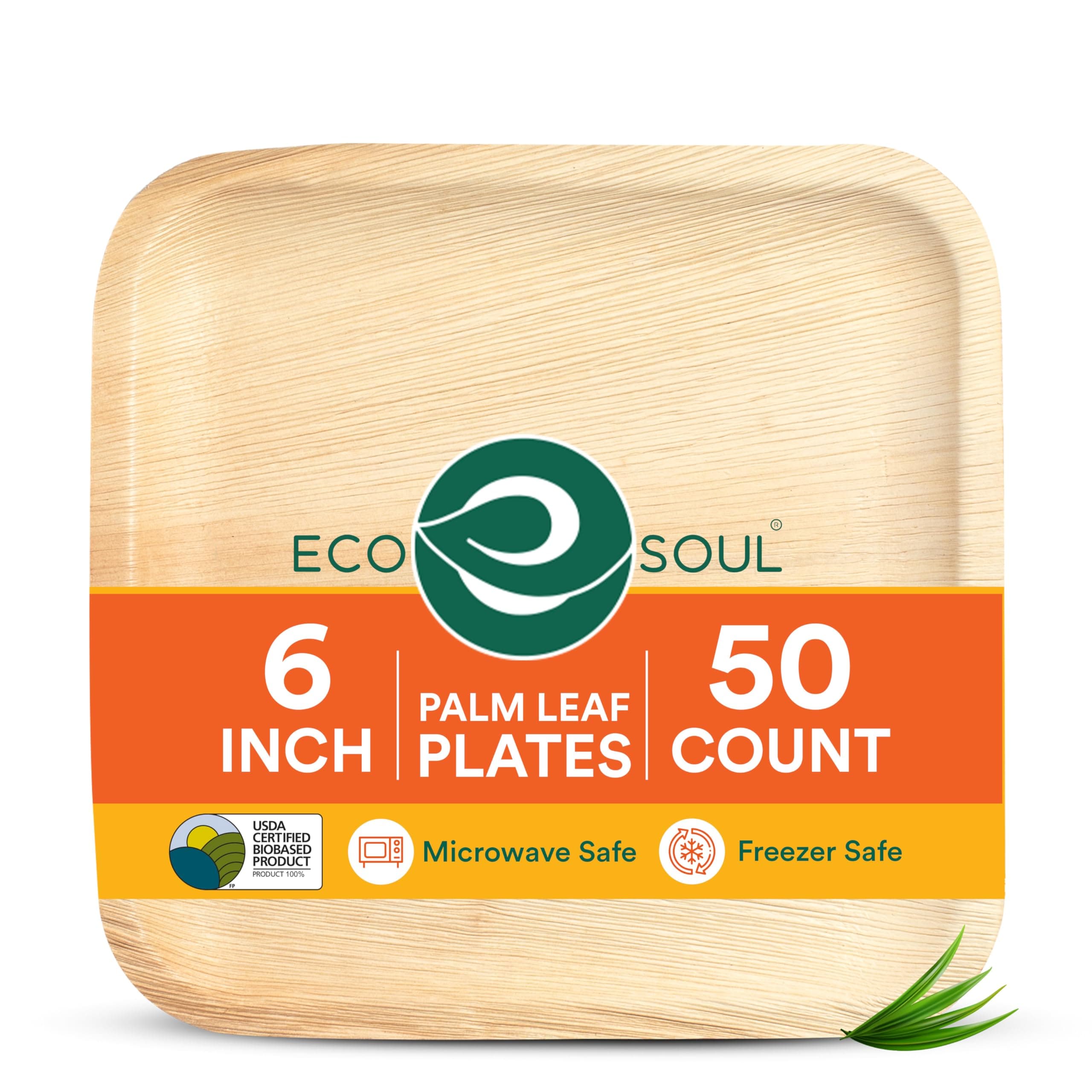 ECO SOUL quadratische Palmblatt-Teller 15 cm (6 Zoll) (50 Stück) | 100% kompostierbar & robust | Premium Einwegteller | Umweltfreundliche Party- & Dessertteller Angebot bei HelloDeals