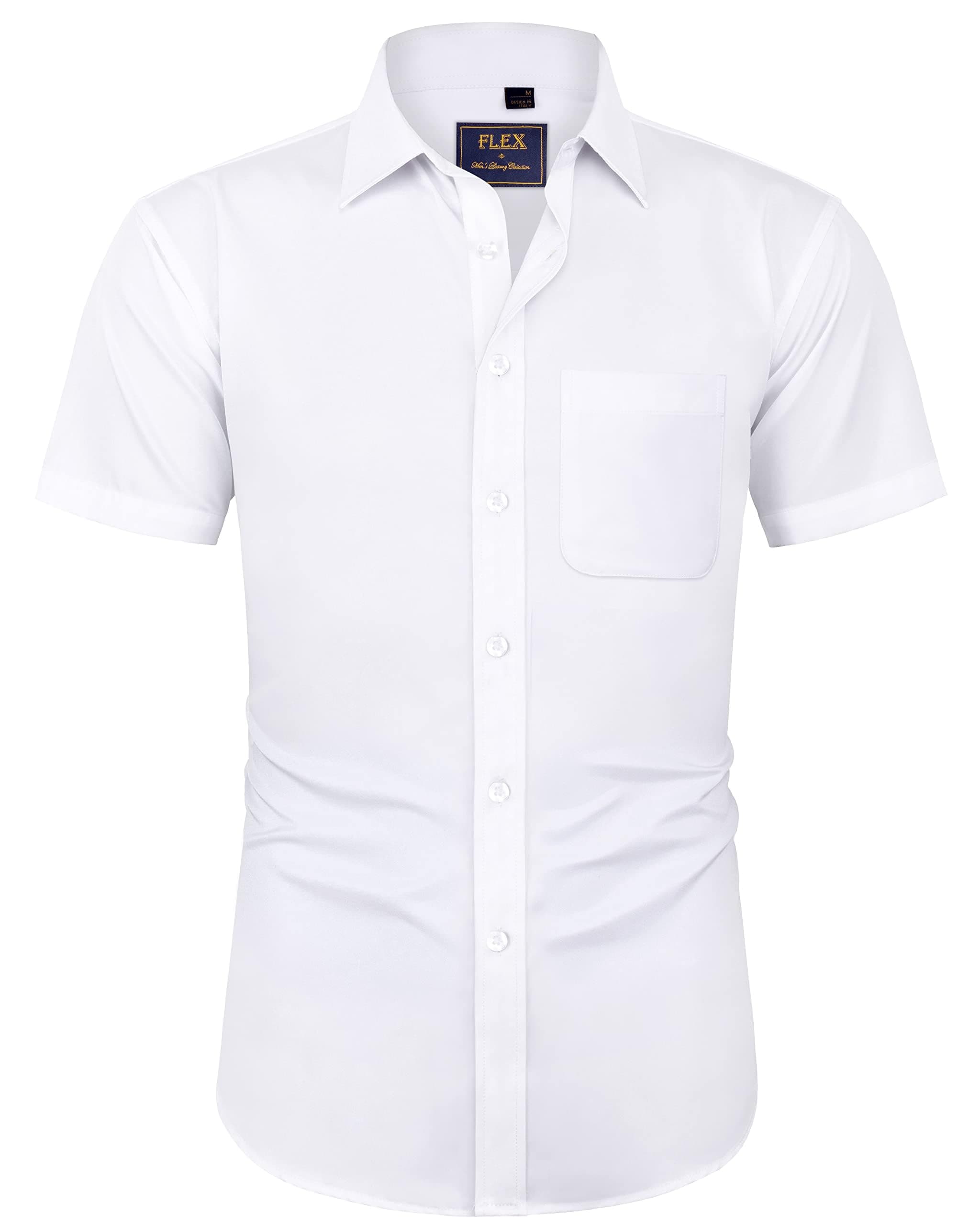 J.VER Herren Hemd Kurzarm Freizeithemd mit Tasche Regular fit Businesshemd Bügelleichte Oberteile Männer Modern M Weiß Angebot bei HelloDeals