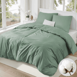 Bettwäsche 135x200 Grün Baumwolle 4teilig,Bettwäsche Salbeigrün 2 Bettbezüge 135 x 200 + 2 Kissenbezüge 80x80 cm, ÖKO-TEX Bettwäsche-Sets Aesthetic 100% Baumwolle mit Reißverschluss Salbei Grün 4Teilig | 135x200cm Angebot bei HelloDeals
