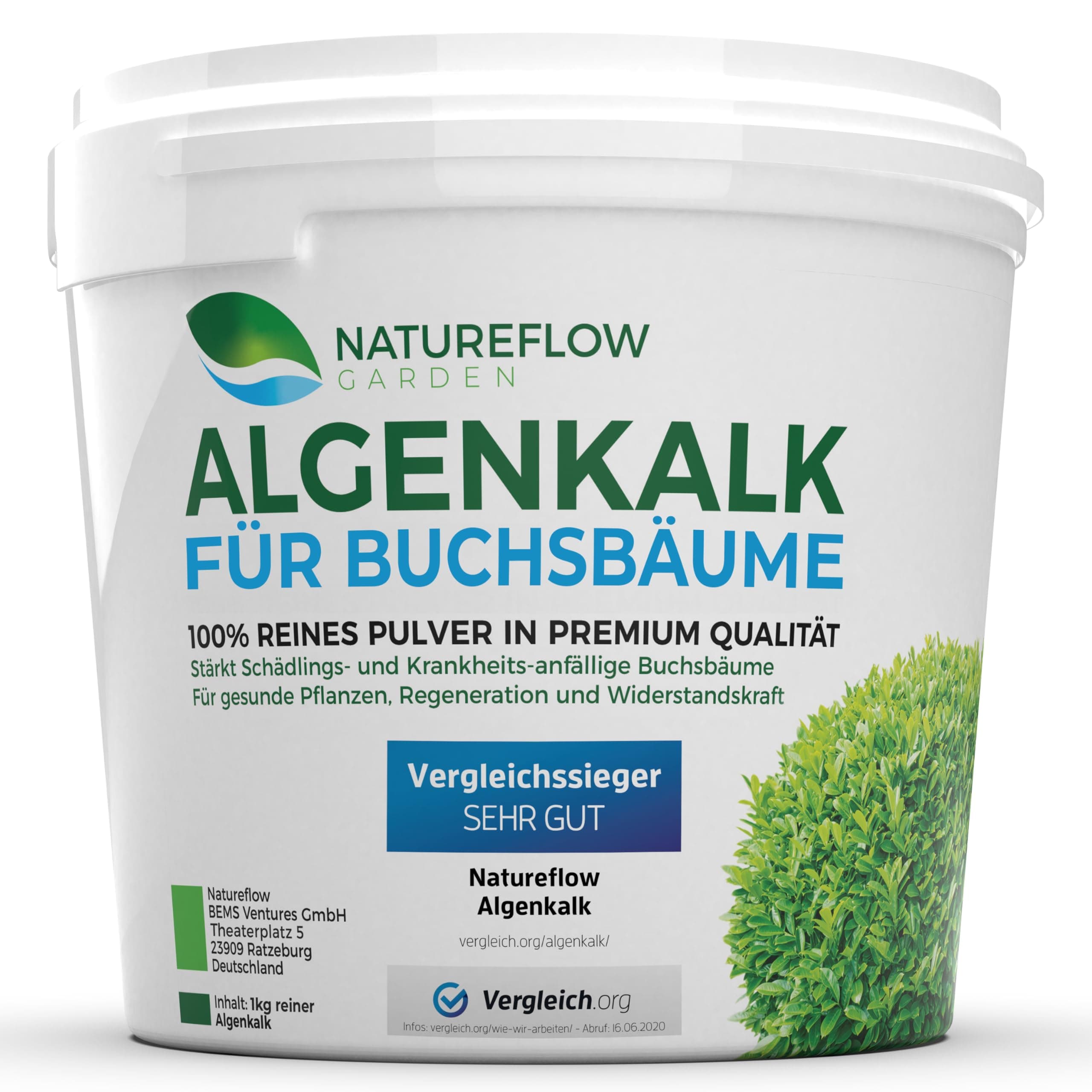TESTSIEGER Bio Algenkalk für Buchsbäume – Widerstandskraft und Regeneration für anfällige Buchsbäume (Buchsbaumzünsler) - Premium Buchsbaum Dünger und Spritzmittel - Buchsbaumdünger 1kg 1 kg Angebot bei HelloDeals