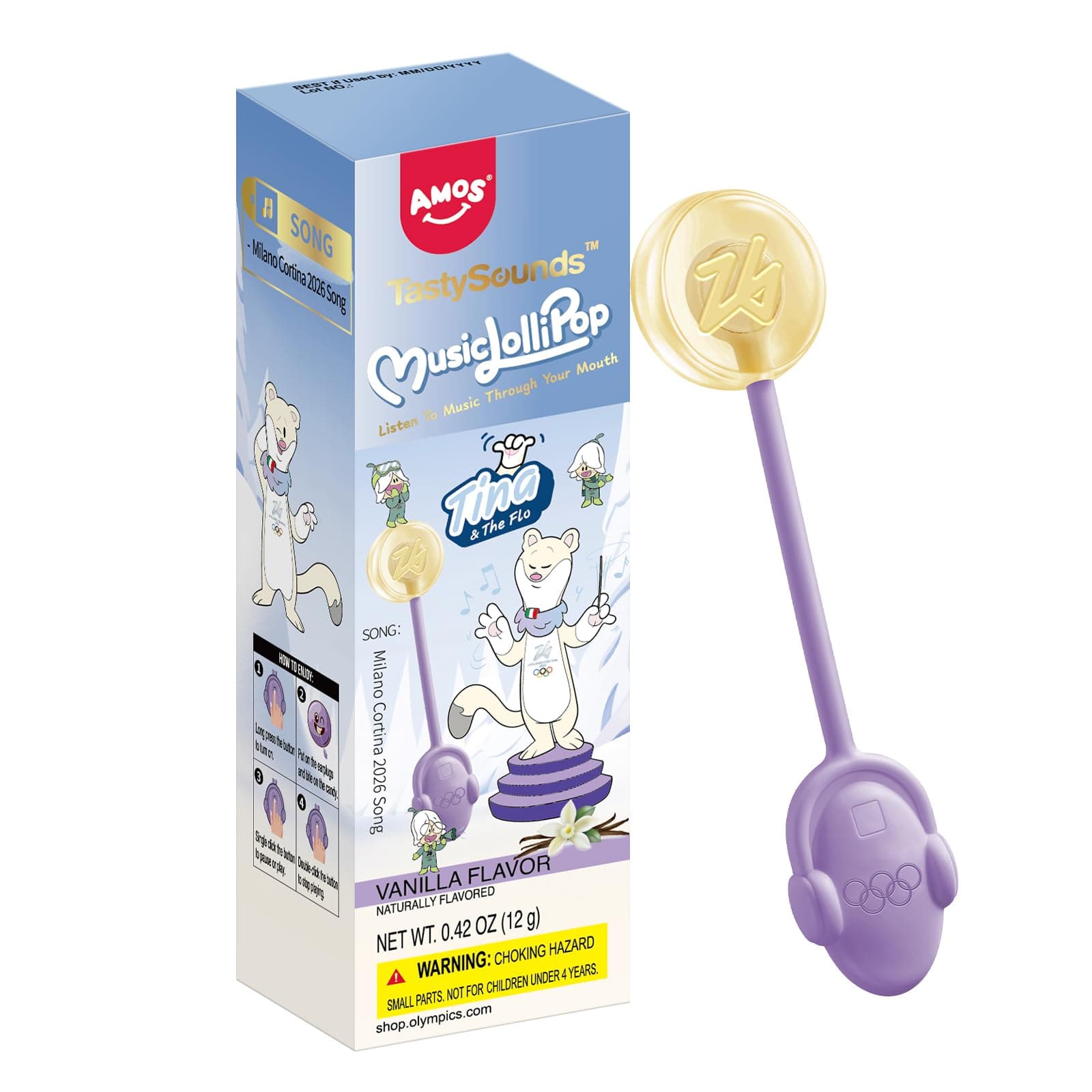 AMOS Lutscher Audio Lollipop Süssigkeiten, Ostern Vanille Süßigkeiten Geschenke Musik Lollies Bonbons Süßigkeitens, Lollipops Lutscher Zuckerfrei Süßigkeiten Einzeln Verpackt – 1 PCS (1x Vanille) Angebot bei HelloDeals
